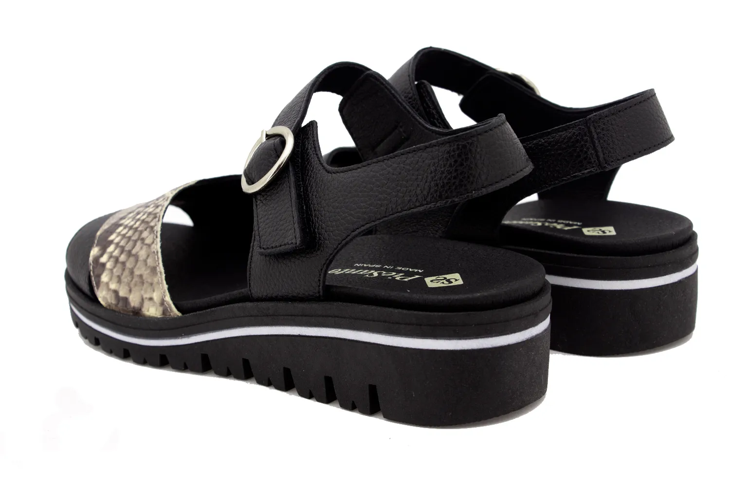 Removable Insole Sandal Black Leather
