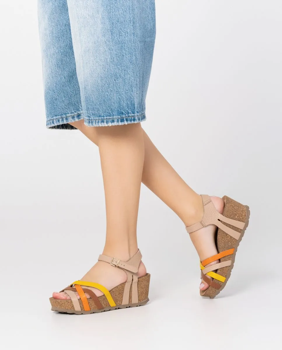 Sandalia cuña Bari 302 beige
