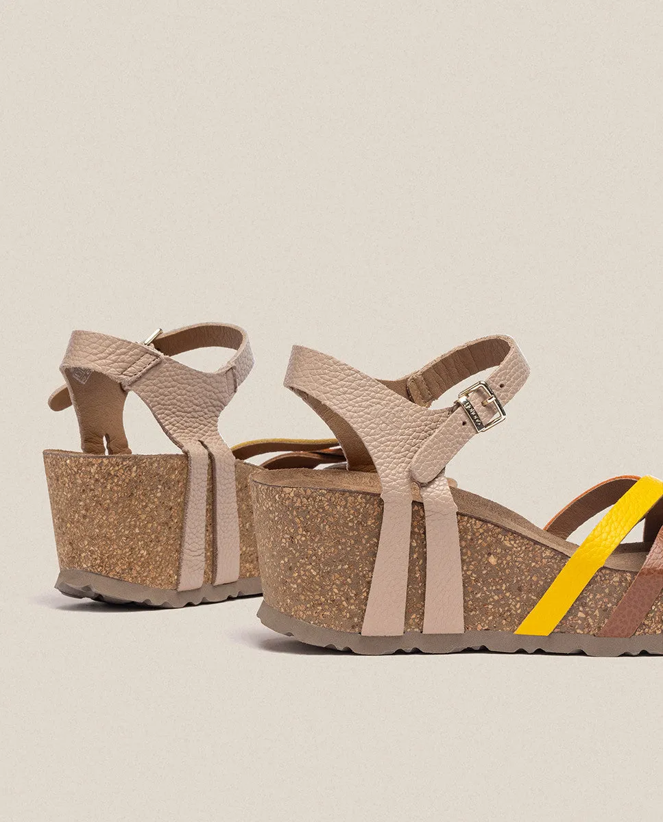 Sandalia cuña Bari 302 beige