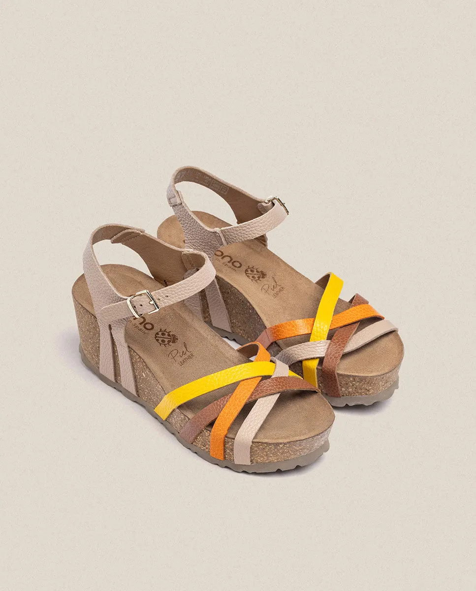 Sandalia cuña Bari 302 beige