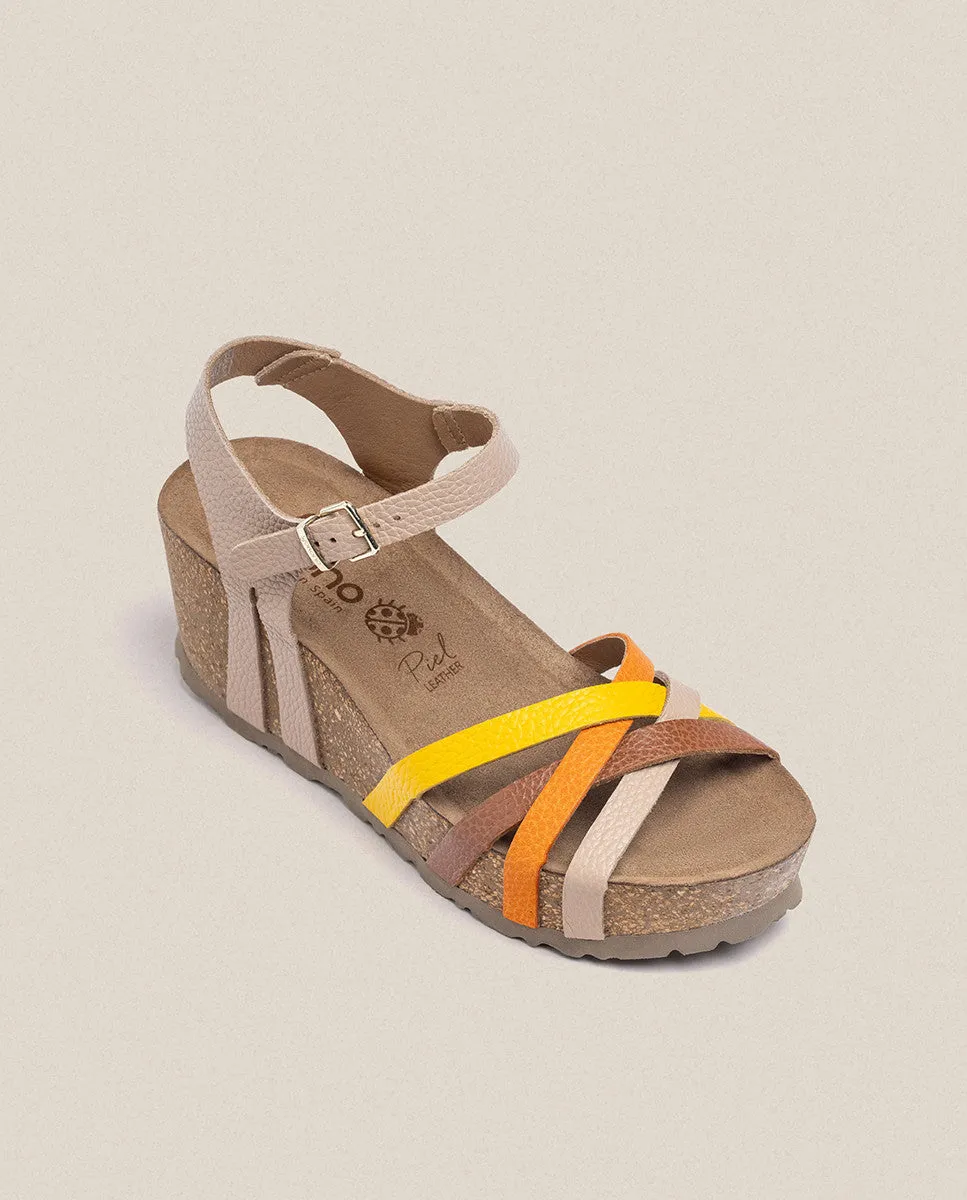 Sandalia cuña Bari 302 beige