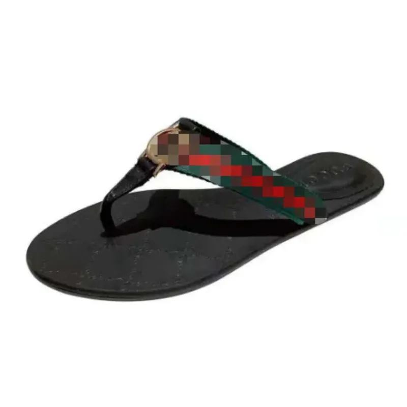 Sandalias de lujo para mujer, sandalias con Tanga de doble Web, chanclas de diseñador para mujer, zapatillas de playa de moda 00