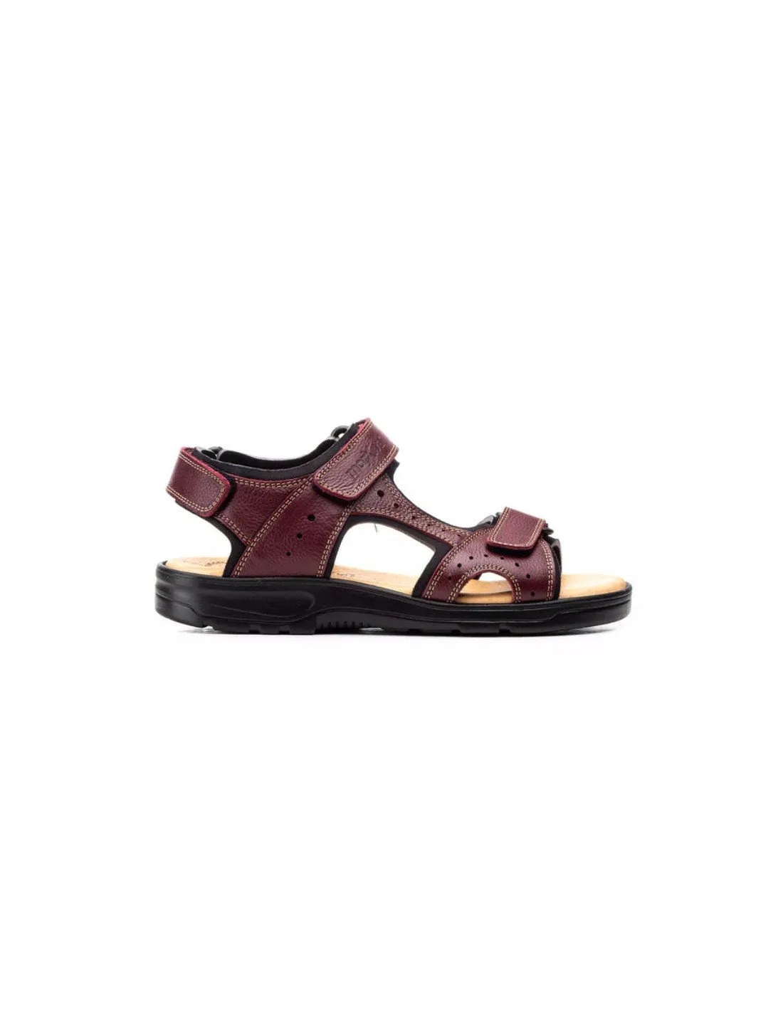 Sandalias Hombre Piel Burdeos