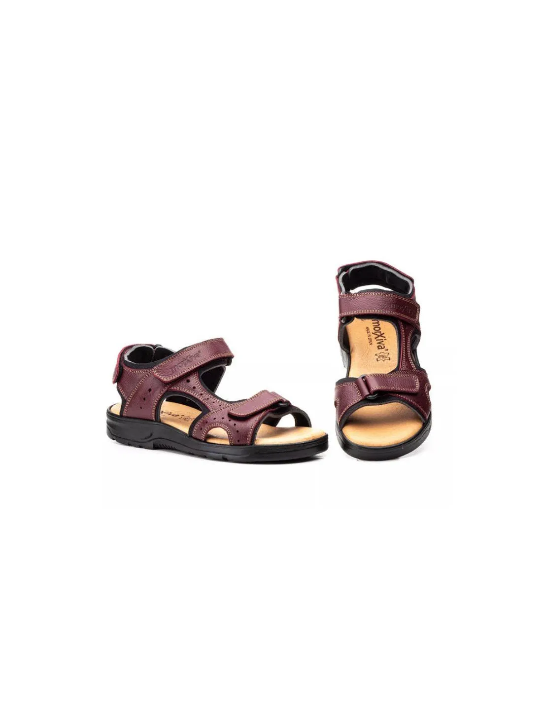 Sandalias Hombre Piel Burdeos