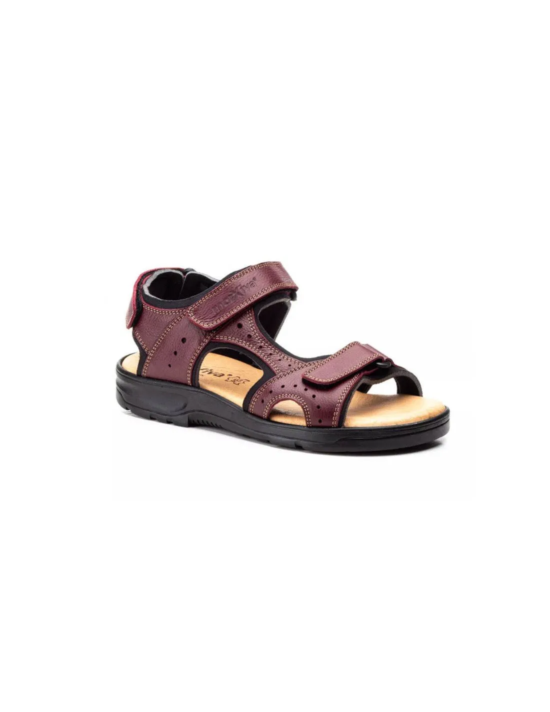 Sandalias Hombre Piel Burdeos