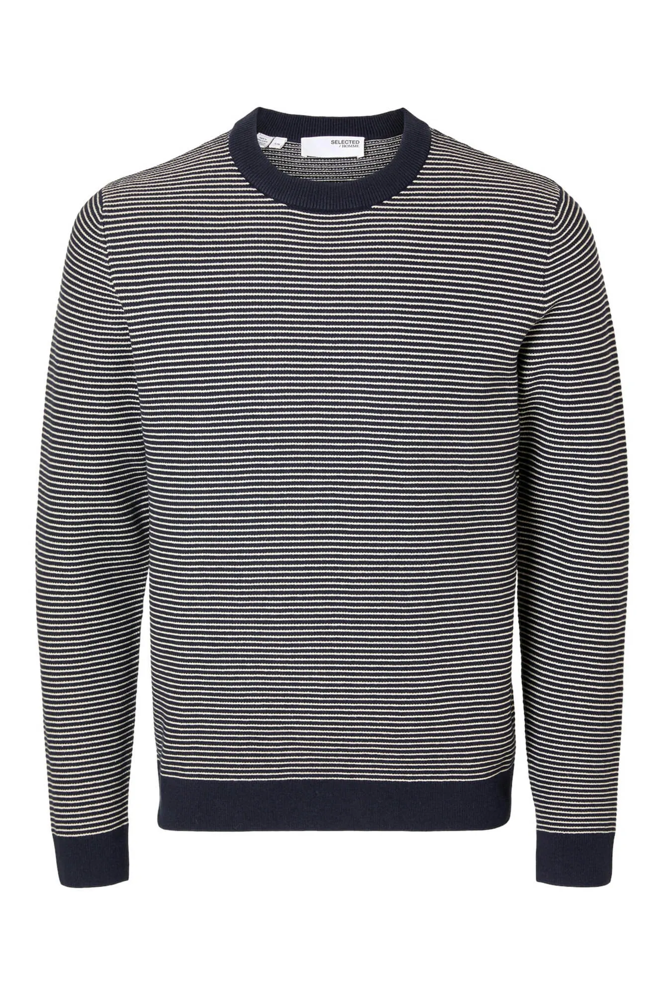 Selected Jersey de rayas cuello caja confeccionado 100% con algodón orgánico.