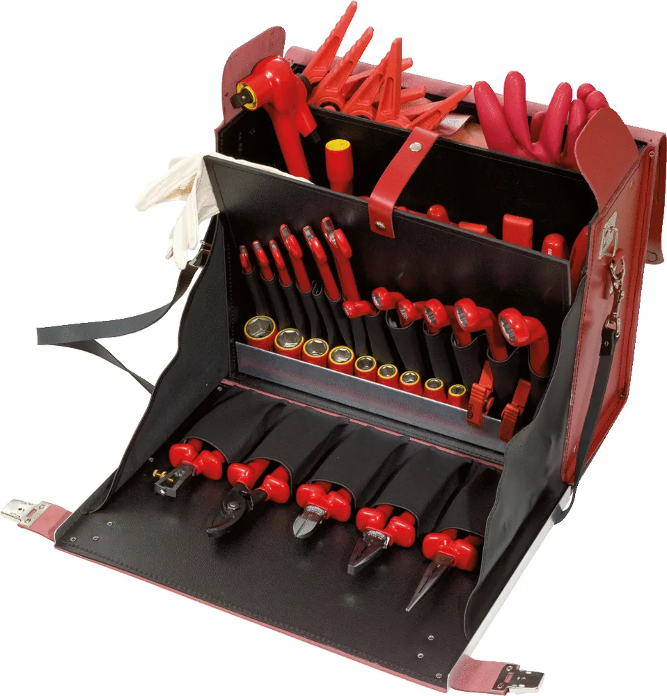 Set de herramientas KS Tools, Profi, 1000 V, 53 piezas, estuche de cuero, aislamiento por inmersión