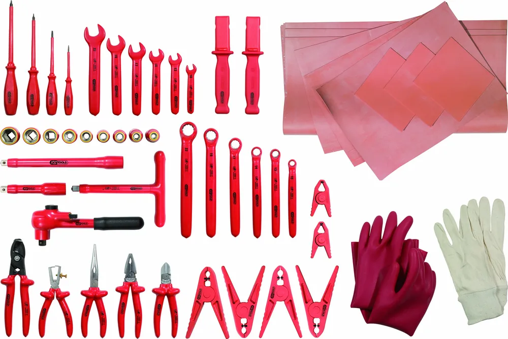 Set de herramientas KS Tools, Profi, 1000 V, 53 piezas, estuche de cuero, aislamiento por inmersión