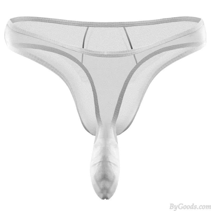SEXY SHEER MESH PENIS ELEPHANT TRUNK THIN TBACK BRIEFS THONG UNDERWEAR SEAMLESS MEN'S LINGERIE SISSY UNDERPANTS 