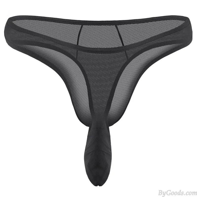 SEXY SHEER MESH PENIS ELEPHANT TRUNK THIN TBACK BRIEFS THONG UNDERWEAR SEAMLESS MEN'S LINGERIE SISSY UNDERPANTS 