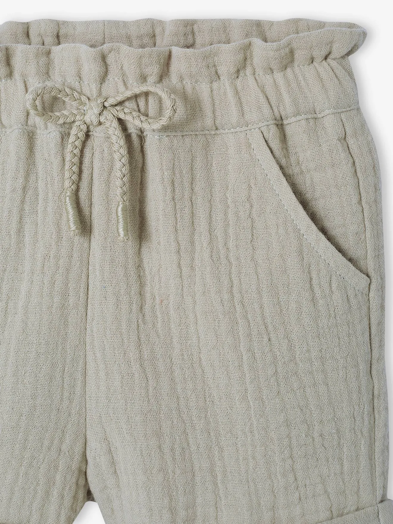 Short con cintura elástica de gasa de algodón, para bebé