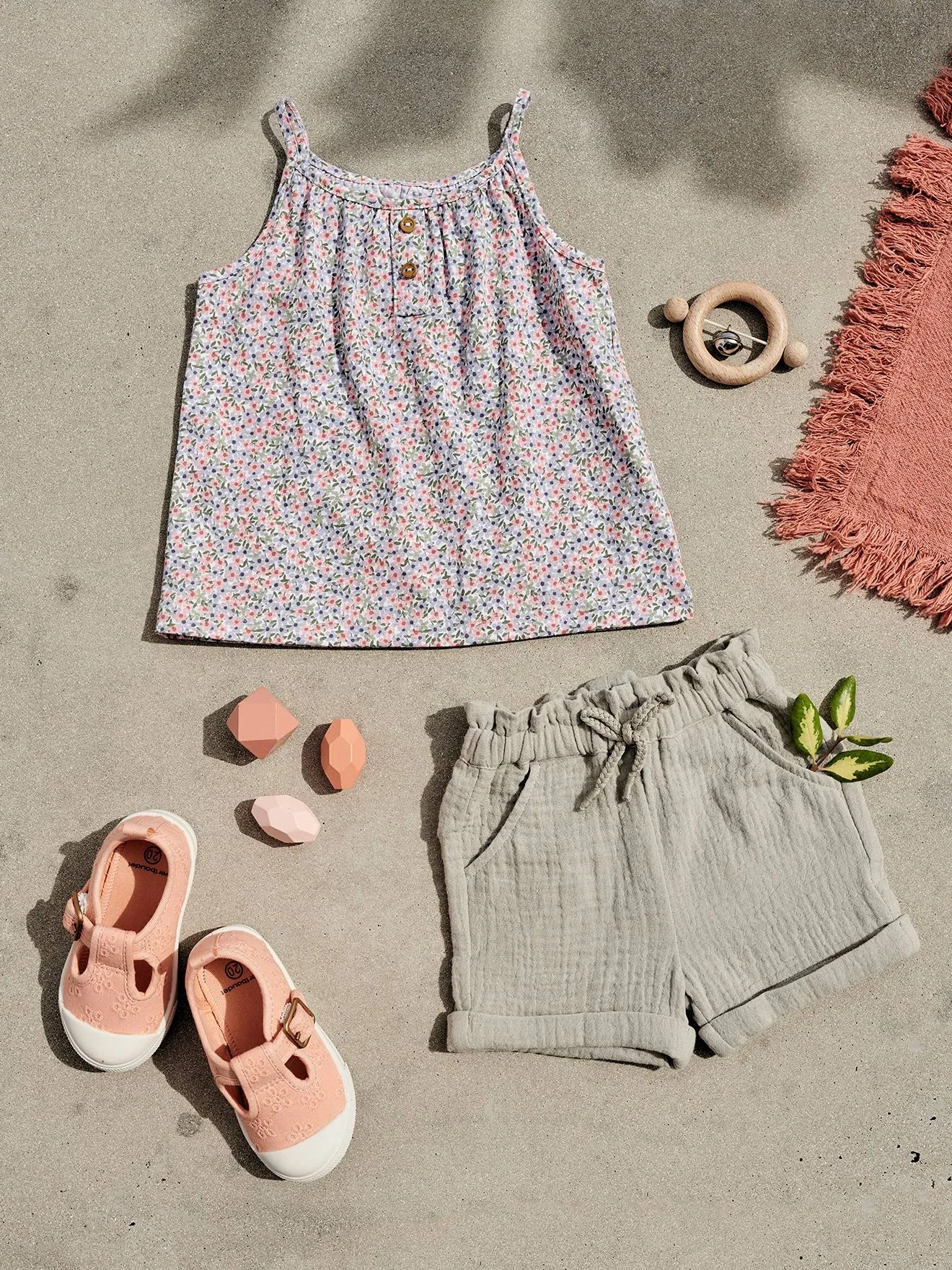Short con cintura elástica de gasa de algodón, para bebé