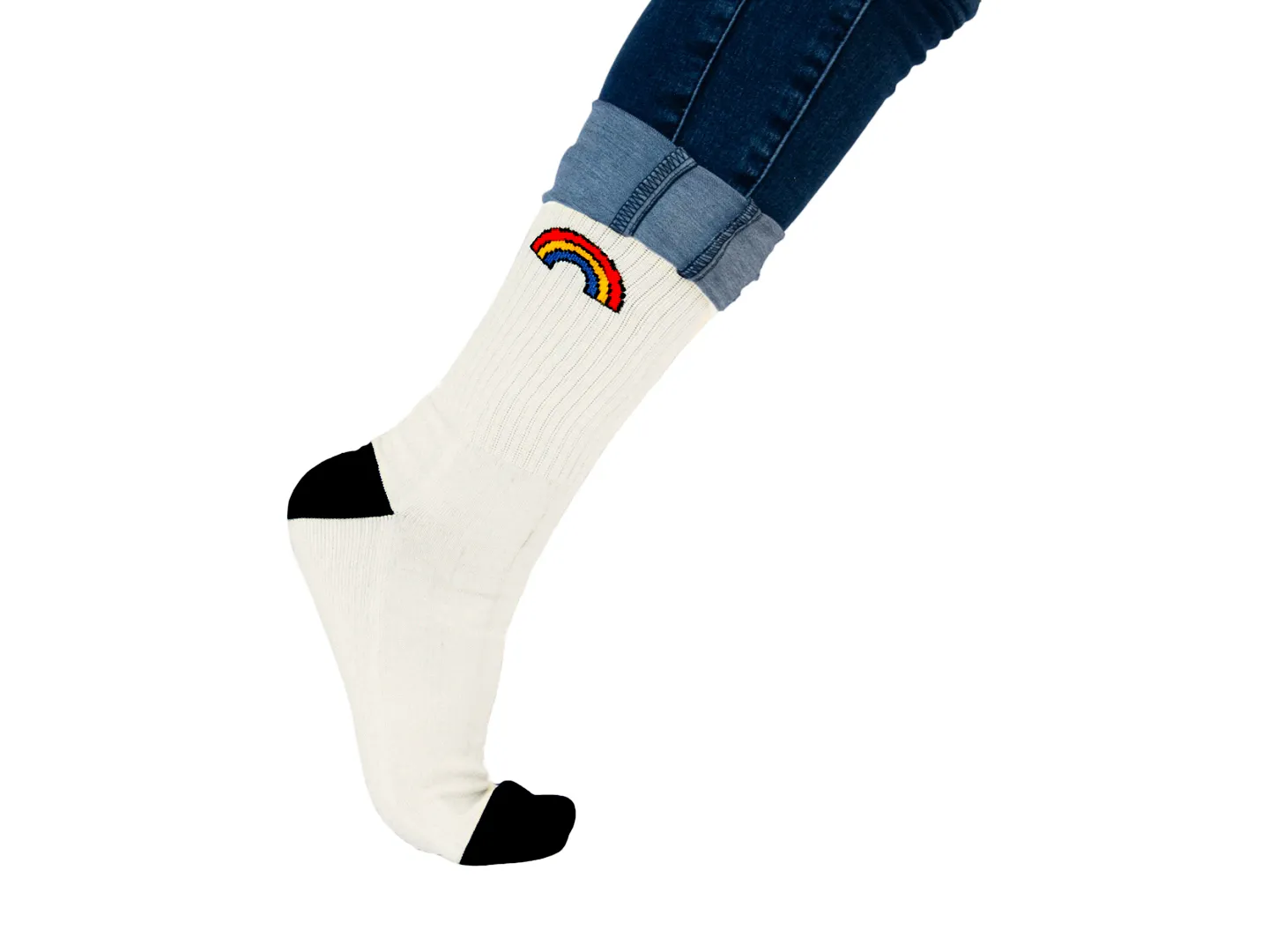 Skunk Socks Sku 127 Blanco Arcoiris Retro 10          (100)