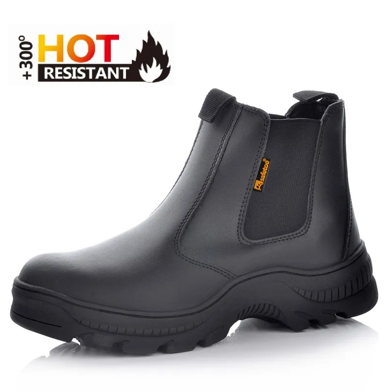 SLIP ON MENS MINING SAFETY WORK BOOTS M8025 CAUCHO NEGRO