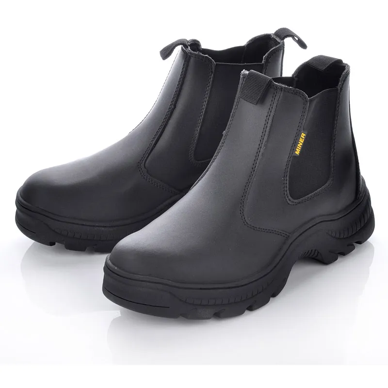 SLIP ON MENS MINING SAFETY WORK BOOTS M8025 CAUCHO NEGRO