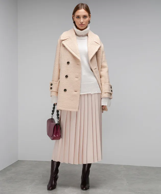Solotre Beige wool sweater with slits