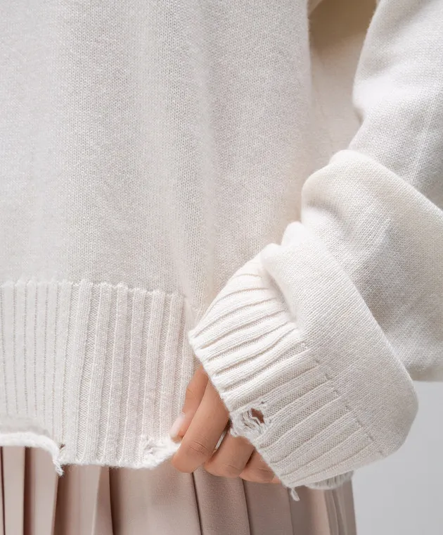 Solotre Beige wool sweater with slits