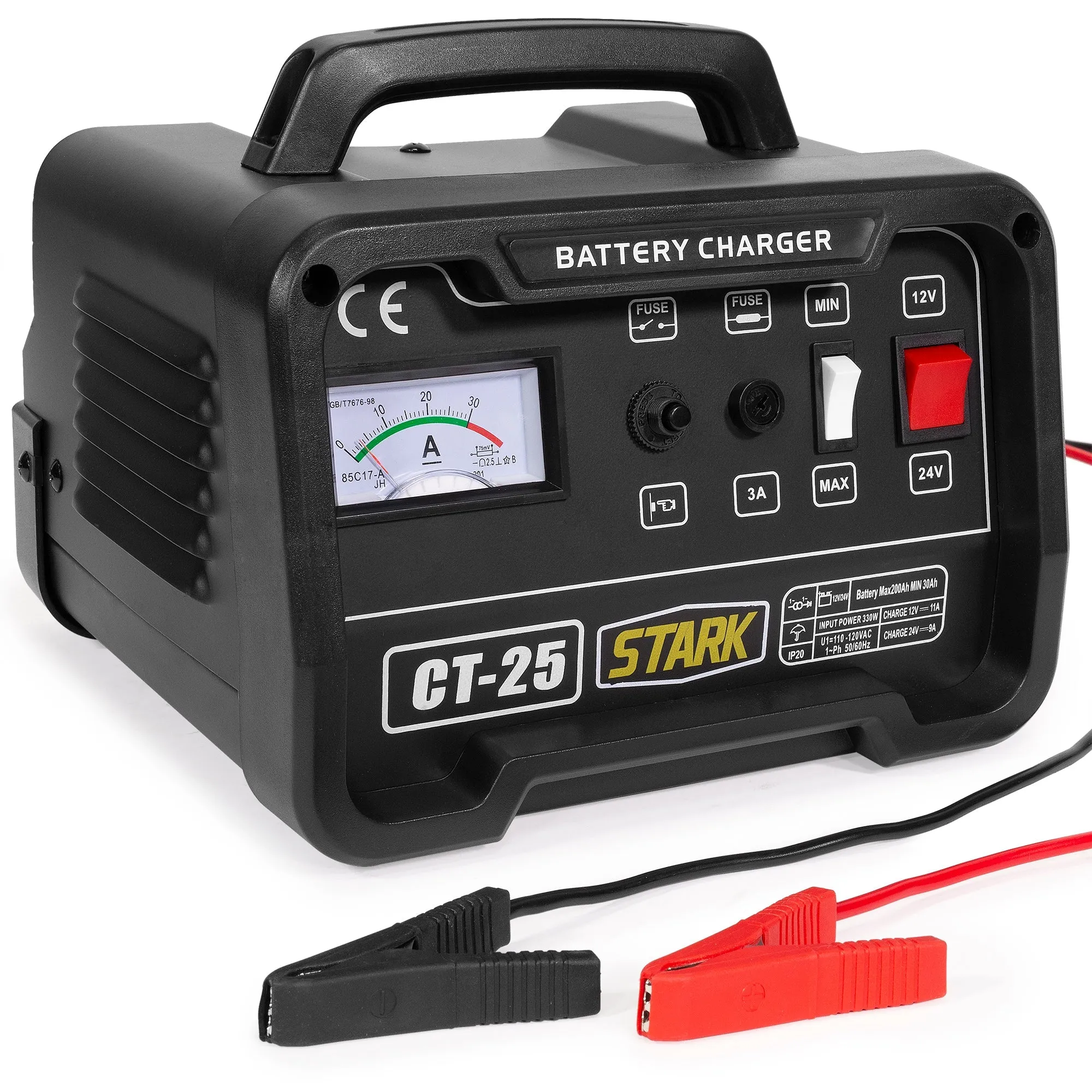Stark USA 21530 12/24V 10/25A Cargador de batería de refuerzo de motor automotriz