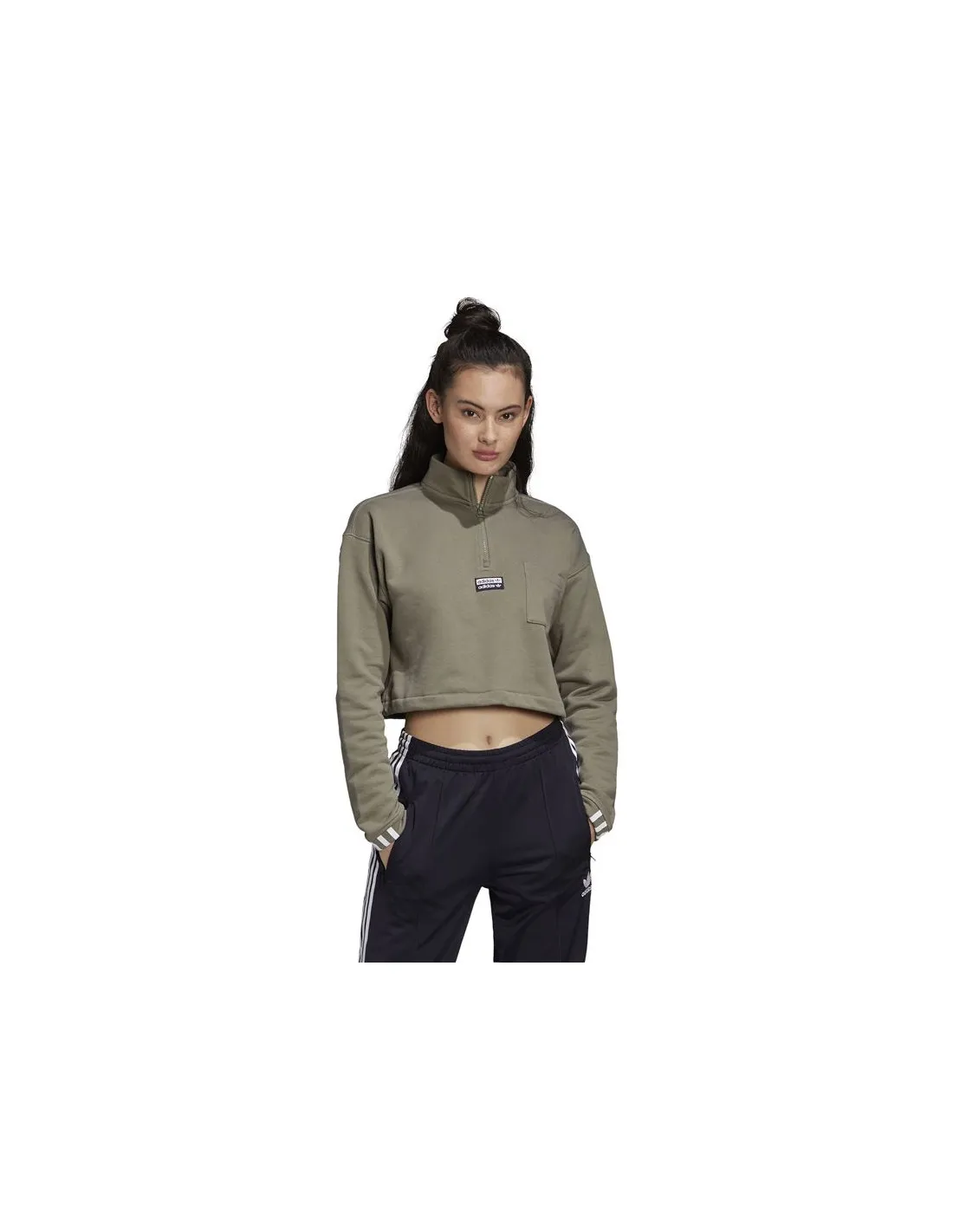 Sudadera adidas Cropped verde Mujer