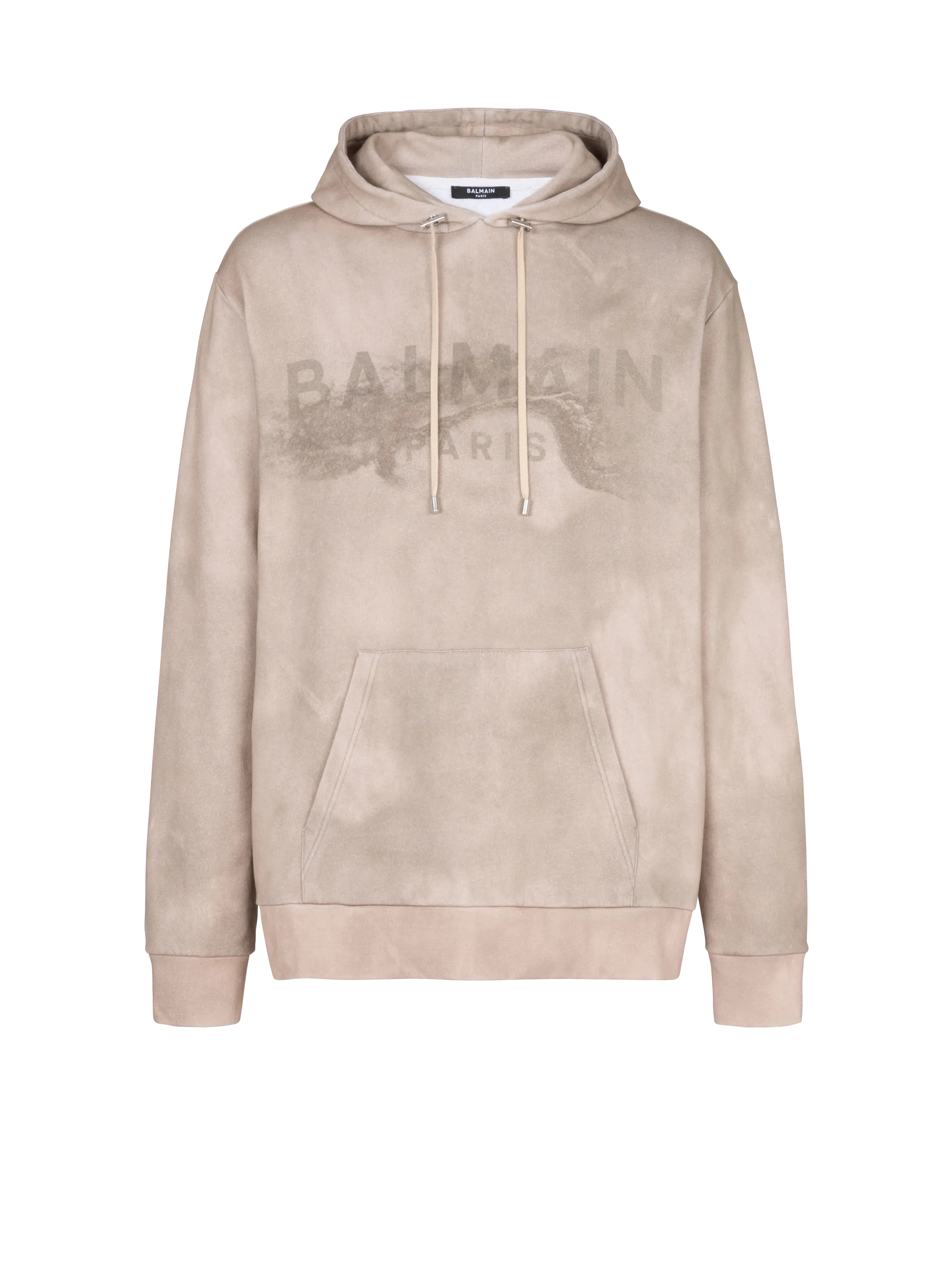 Sudadera con capucha de algodón ecológico con estampado del logotipo del desierto de Balmain Paris