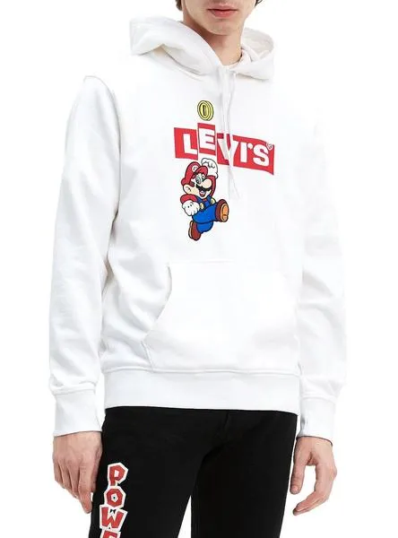sudadera levis super mario hoodie blanco hombre
