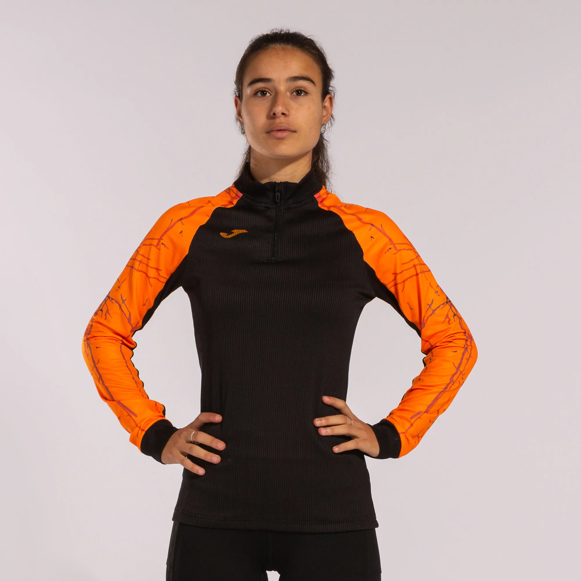 Sudadera mujer Elite IX negro naranja