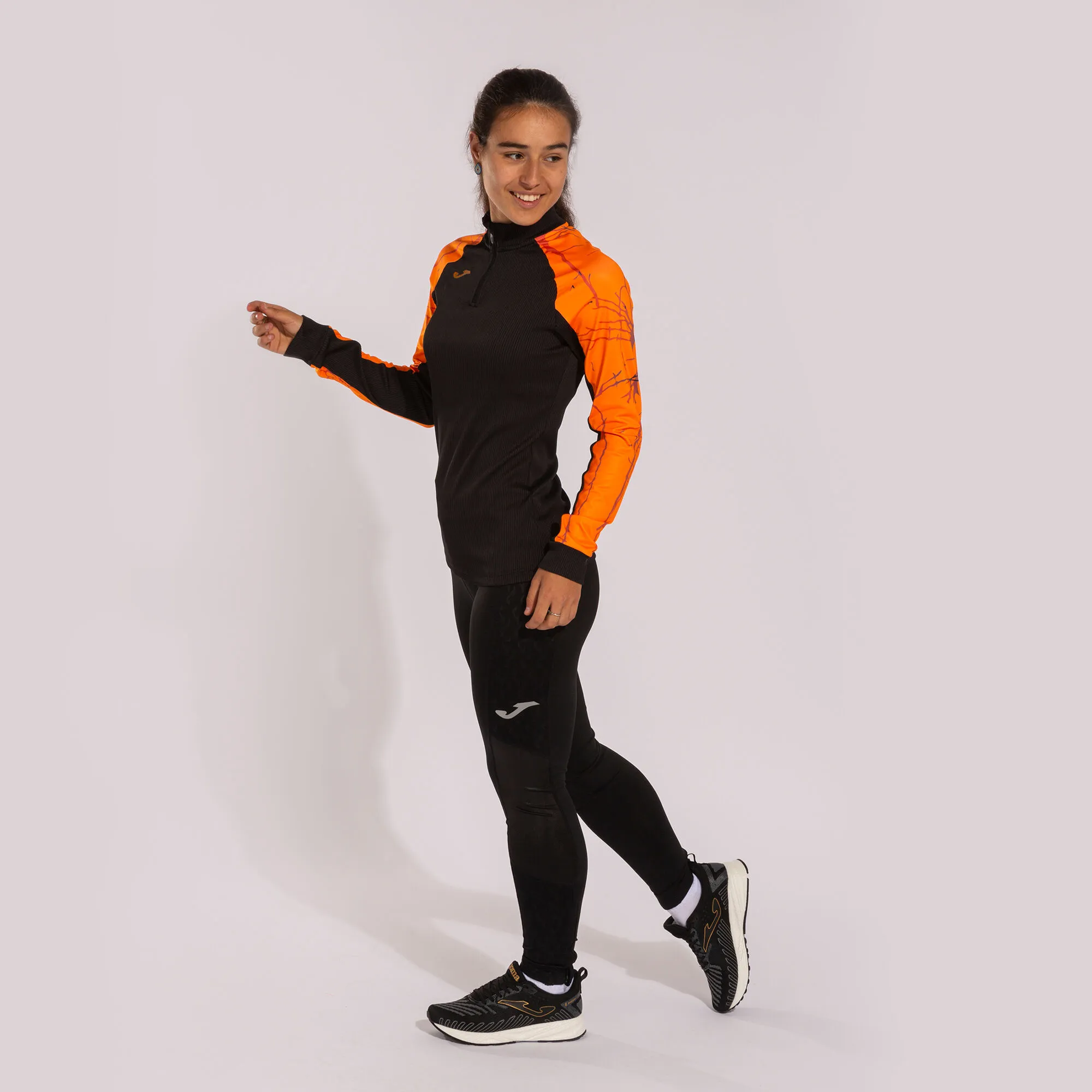 Sudadera mujer Elite IX negro naranja