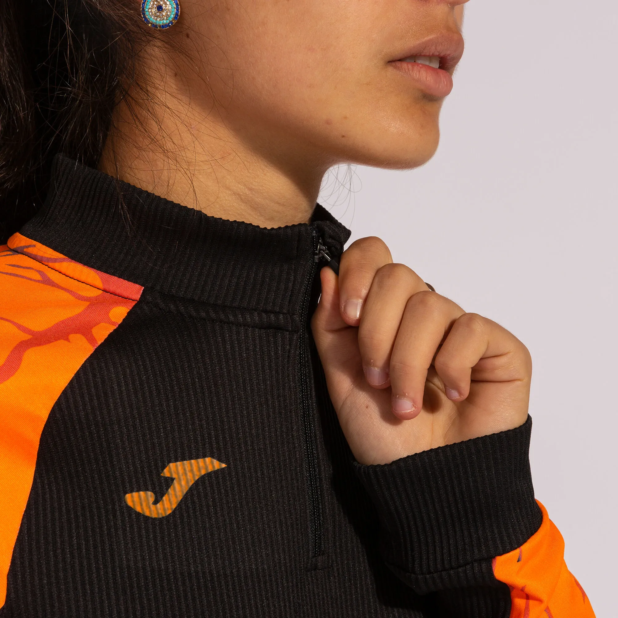 Sudadera mujer Elite IX negro naranja