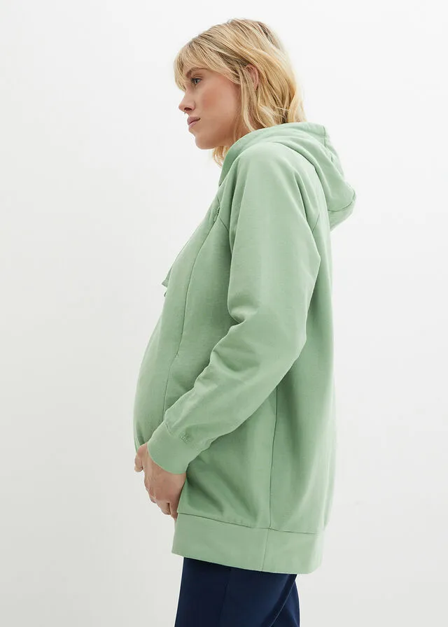 Sudadera premamá/de lactancia de algodón orgánico Verde musgo