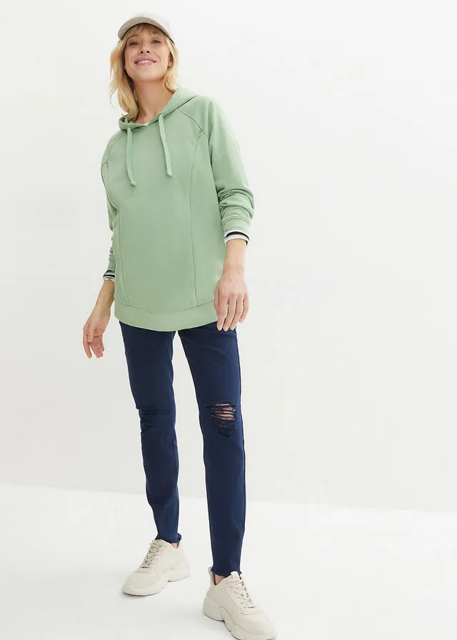 Sudadera premamá/de lactancia de algodón orgánico Verde musgo