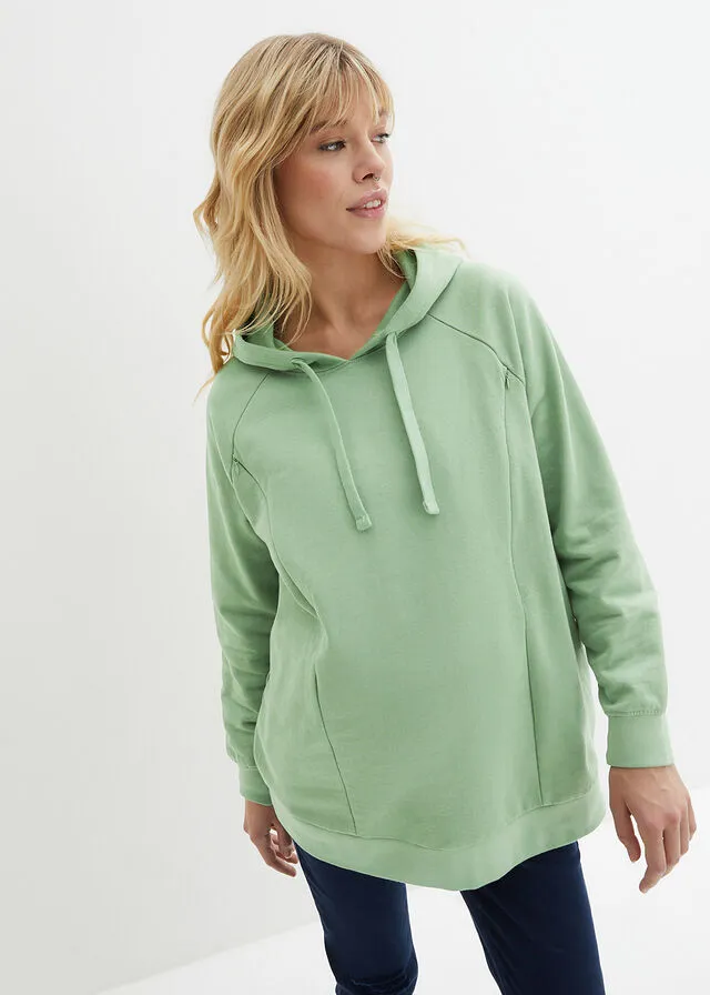 Sudadera premamá/de lactancia de algodón orgánico Verde musgo