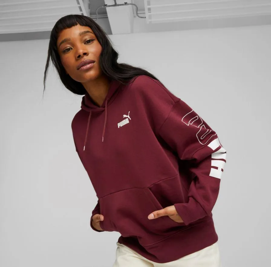 Sudadera Puma POWER Cat Hoodie Mujer Granate