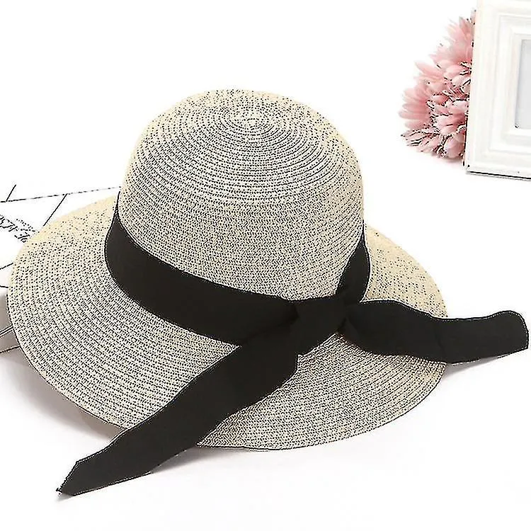 Sun Hats For Women Uv Wide Brim Foldable Floppy Straw Beach Hat With S