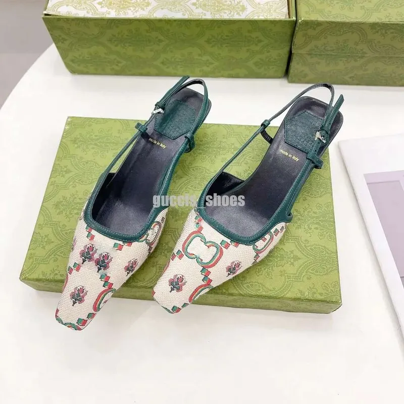 tacones slingback tacones altos de diseñador Sandalias Slingback mocasines bomba para mujer Tacón medio Malla negra con cristale