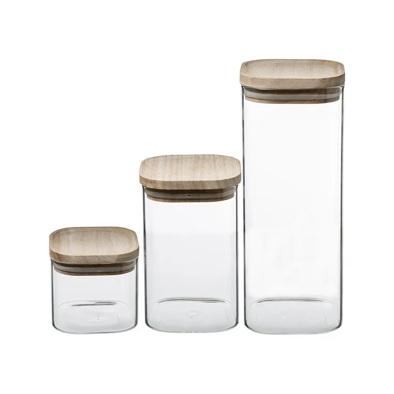 Tarros De Cristal Apilables Con Tapa (3un)