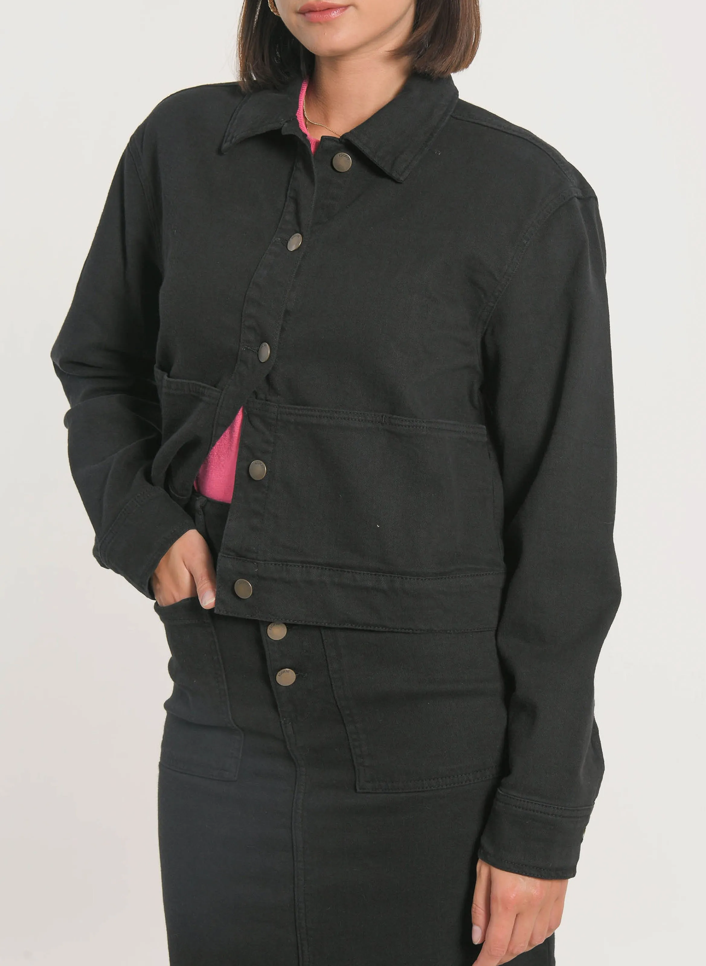 THADEE  CHAQUETA CORTA DE MEZCLA DE ALGODóN EN NEGRO