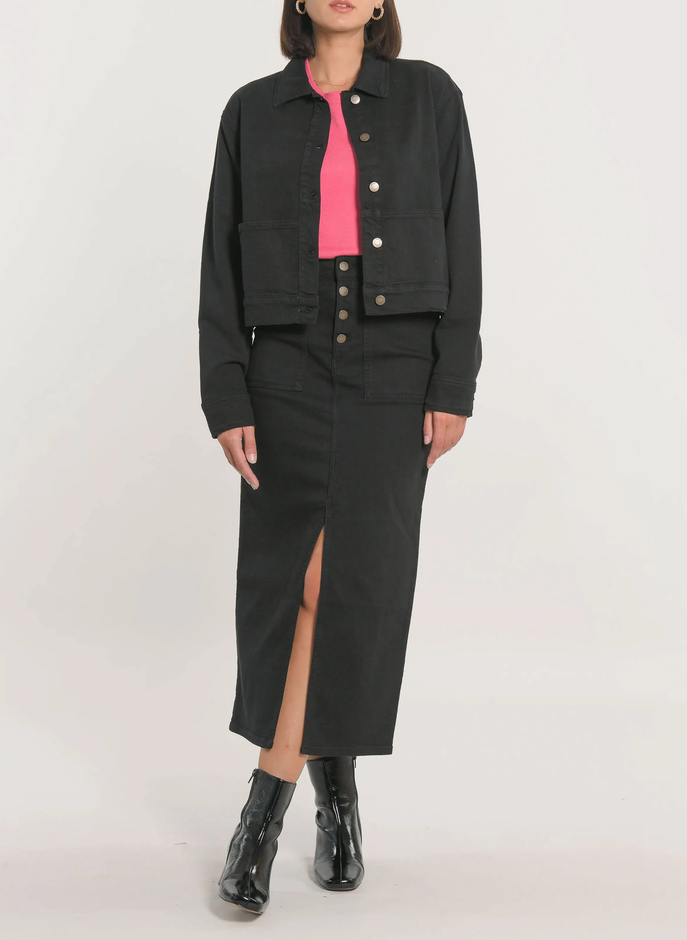 THADEE  CHAQUETA CORTA DE MEZCLA DE ALGODóN EN NEGRO