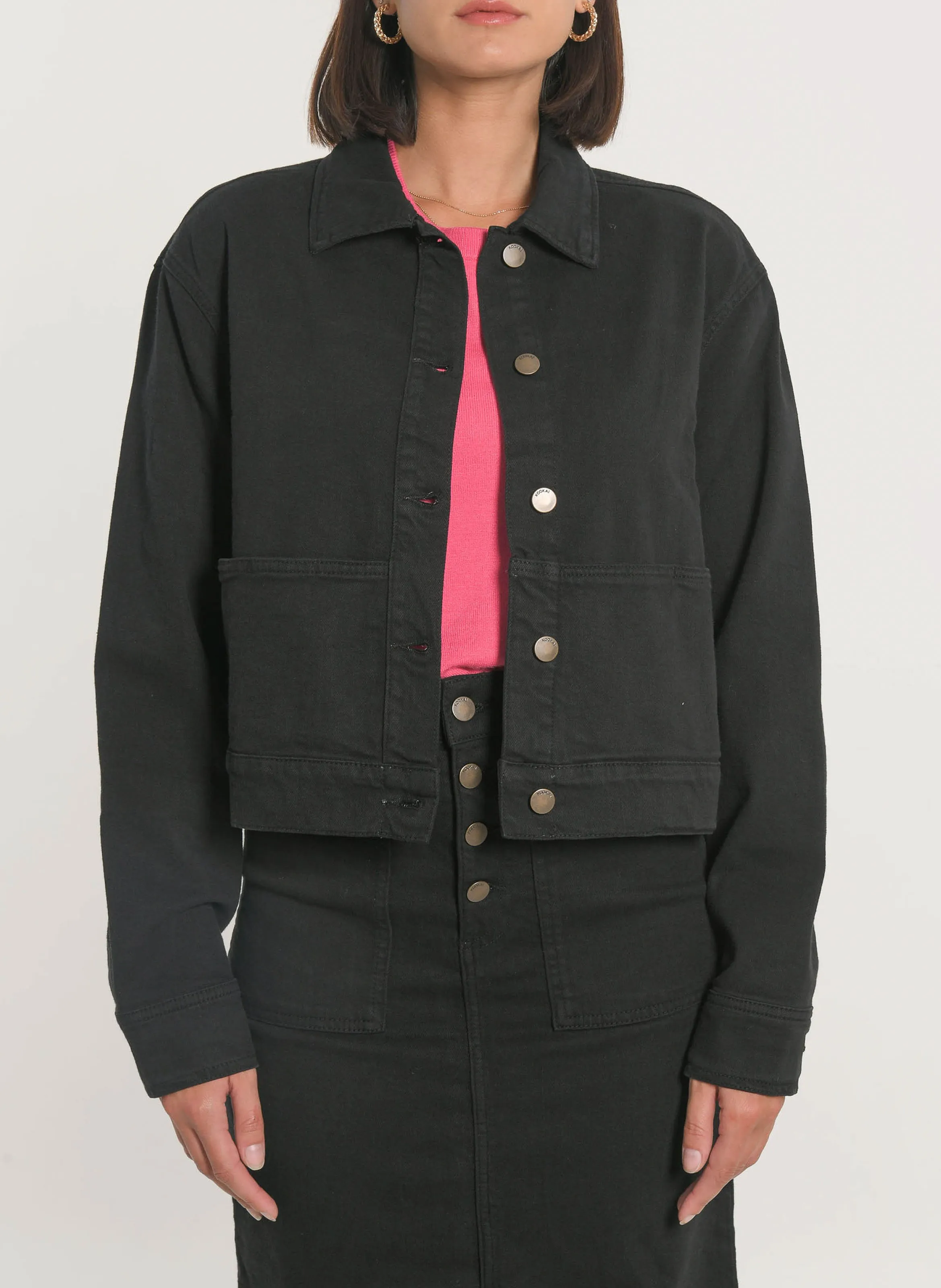 THADEE  CHAQUETA CORTA DE MEZCLA DE ALGODóN EN NEGRO