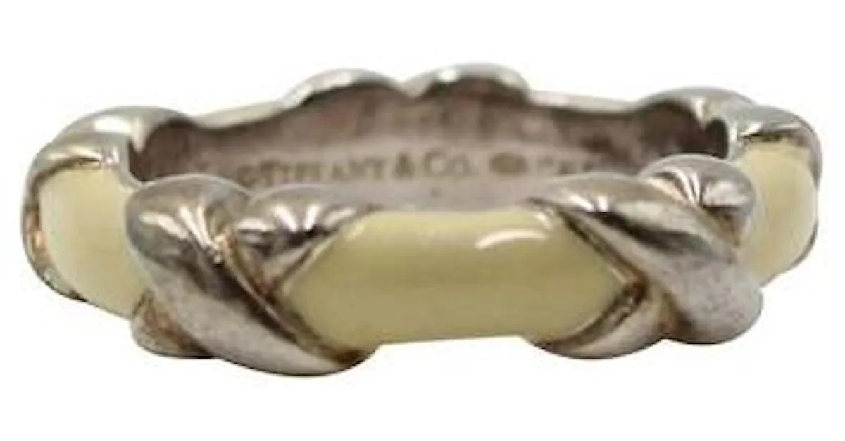 Tiffany & Co Anillo Signature con cruz esmaltada Beige 