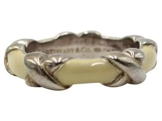 Tiffany & Co Anillo Signature con cruz esmaltada Beige 