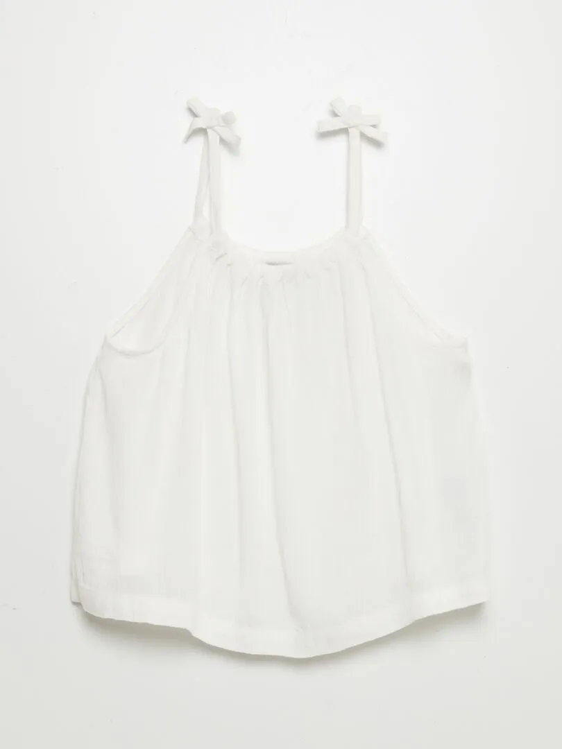 TOP DE PUNTO DE CREPé ESTAMPADO  BLANCO