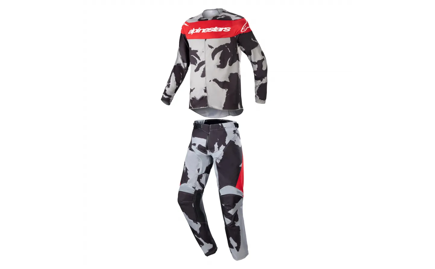 Traje Alpinestars Infantil Racer Tactical Cast Gris Camo Mars Rojo