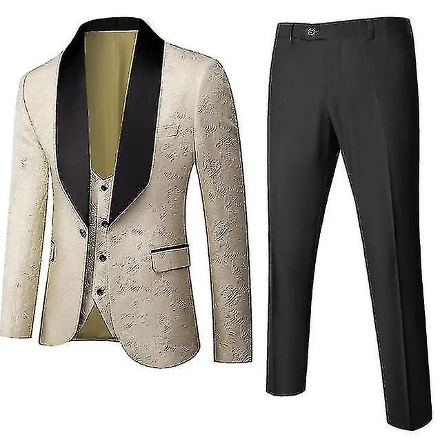 Traje de hombre Business Casual 3 piezas Traje Blazer Pantalones Chaleco Fiesta de bodas Ropa festiva