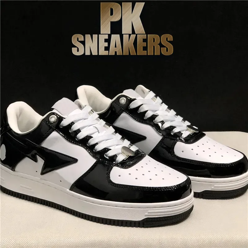 Venta al por mayor Top Hombres Zapatos casuales Mujer Moda Patente Zapatilla de deporte Clásico Negro Blanco Masaje Entrenadores