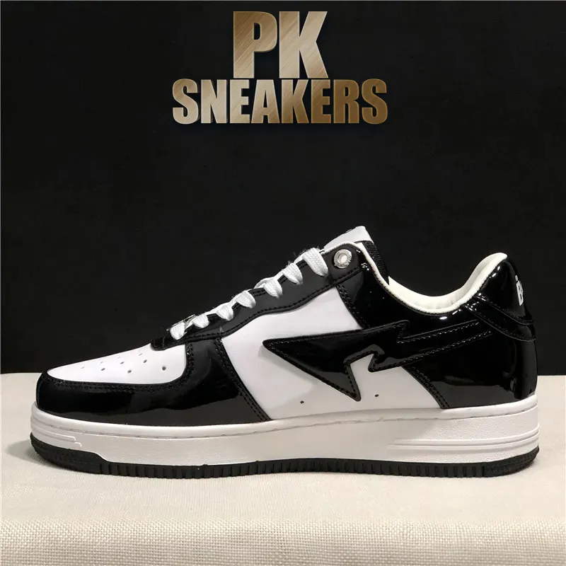 Venta al por mayor Top Hombres Zapatos casuales Mujer Moda Patente Zapatilla de deporte Clásico Negro Blanco Masaje Entrenadores