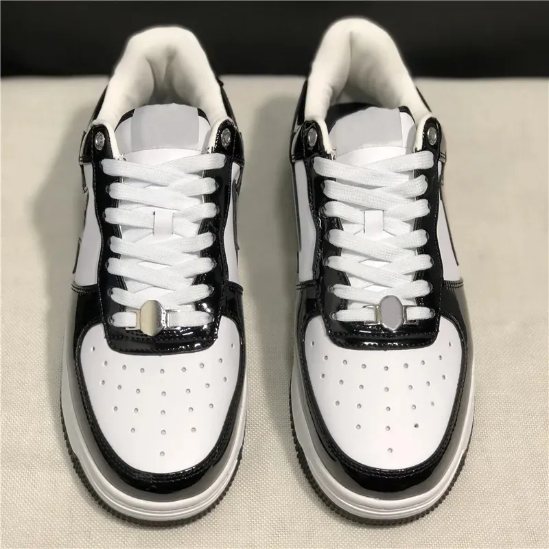 Venta al por mayor Top Hombres Zapatos casuales Mujer Moda Patente Zapatilla de deporte Clásico Negro Blanco Masaje Entrenadores