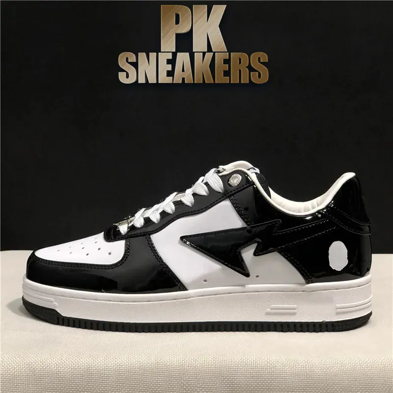 Venta al por mayor Top Hombres Zapatos casuales Mujer Moda Patente Zapatilla de deporte Clásico Negro Blanco Masaje Entrenadores