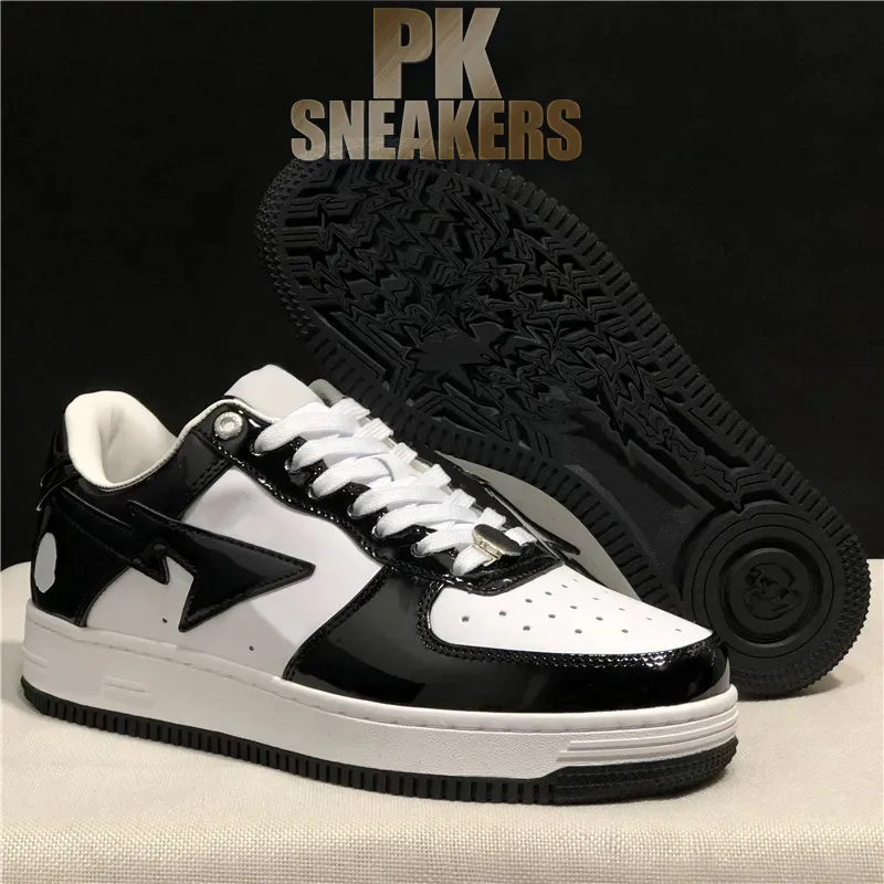 Venta al por mayor Top Hombres Zapatos casuales Mujer Moda Patente Zapatilla de deporte Clásico Negro Blanco Masaje Entrenadores