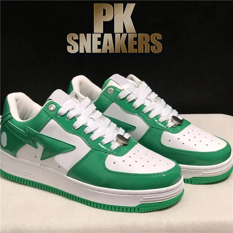 Venta al por mayor Top Hombres Zapatos casuales Mujer Moda Patente Zapatilla de deporte Clásico Negro Blanco Masaje Entrenadores