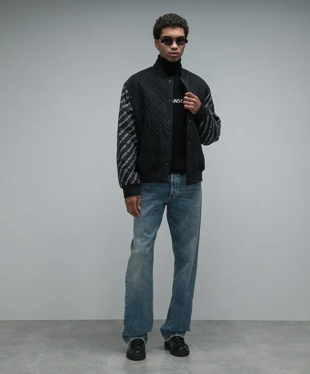 Versace Jeans Couture Black sweater with contrasting logo pattern